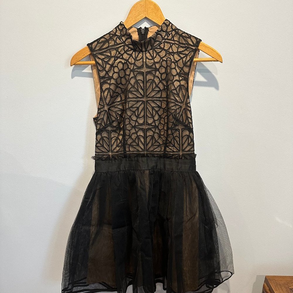 bebe Black Mesh Short Dress